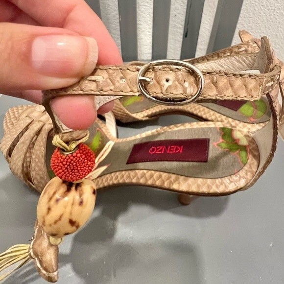 KENZO Water Snakeskin Animal Print Sandal Heels Women’s FR Sz. 38/ US 6.5 - Picture 7 of 10